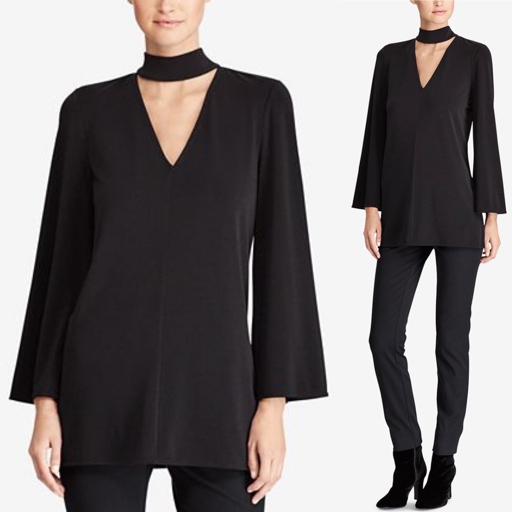 Choker Collar Bell Sleeve Tunic
